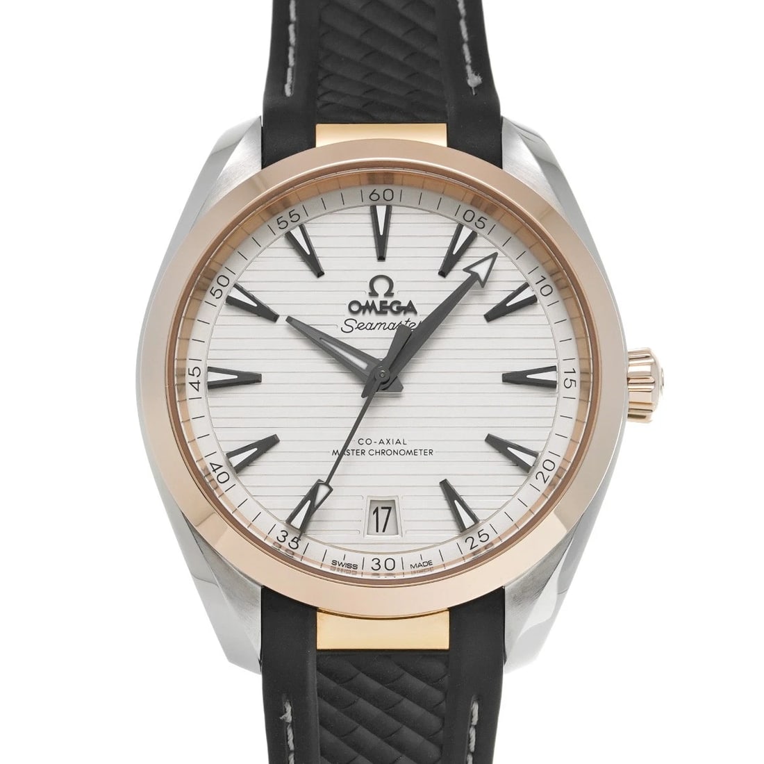 OMEGA SEAMASTER AQUA TERRA CO AXIAL CHRONOMETER: OMEGA Seamaster Aqua Terra Co axial Chronometer Brand: OMEGA Type: Wristwatch Material: Band Material rubber, Case Material Stainless steel Color: Dial Color Silver Band Color black Size: