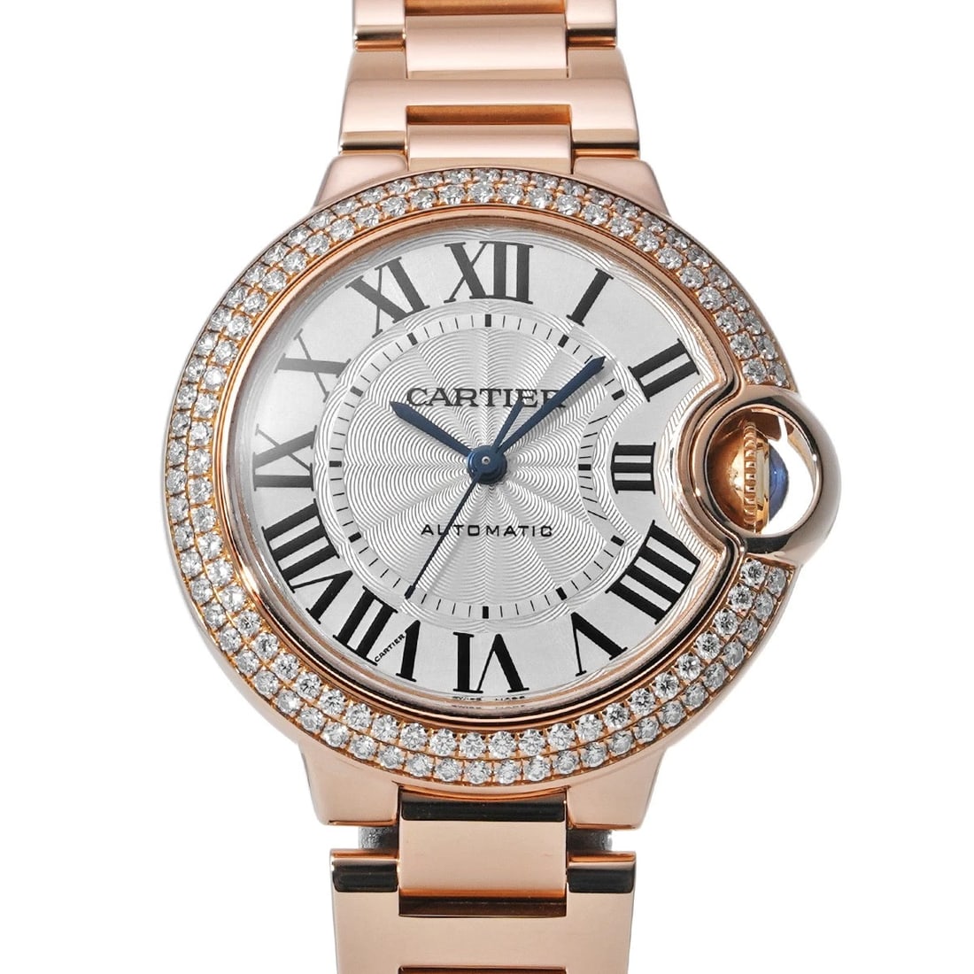 CARTIER BALLON BLEU SILVER WATCH: CARTIER Ballon Bleu Silver WATCH Brand: CARTIER Type: Wristwatch Material: Band Material Pink gold, Case Material Pink gold Color: Dial Color Silver Size: ??Case? H/about 33mm W/about 33mm D/about