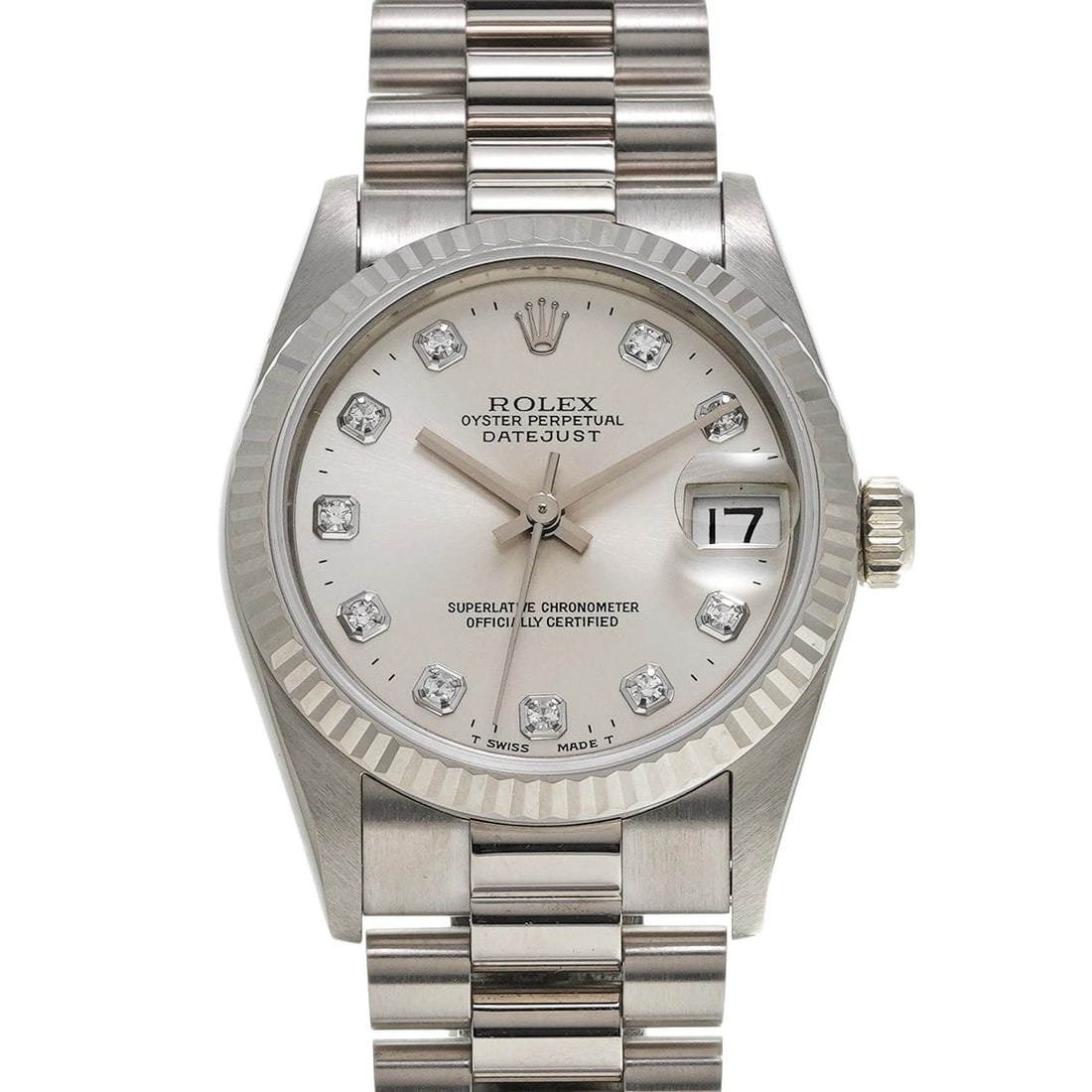 ROLEX DATEJUST SILVER DIAMOND WATCH (1 of 4)