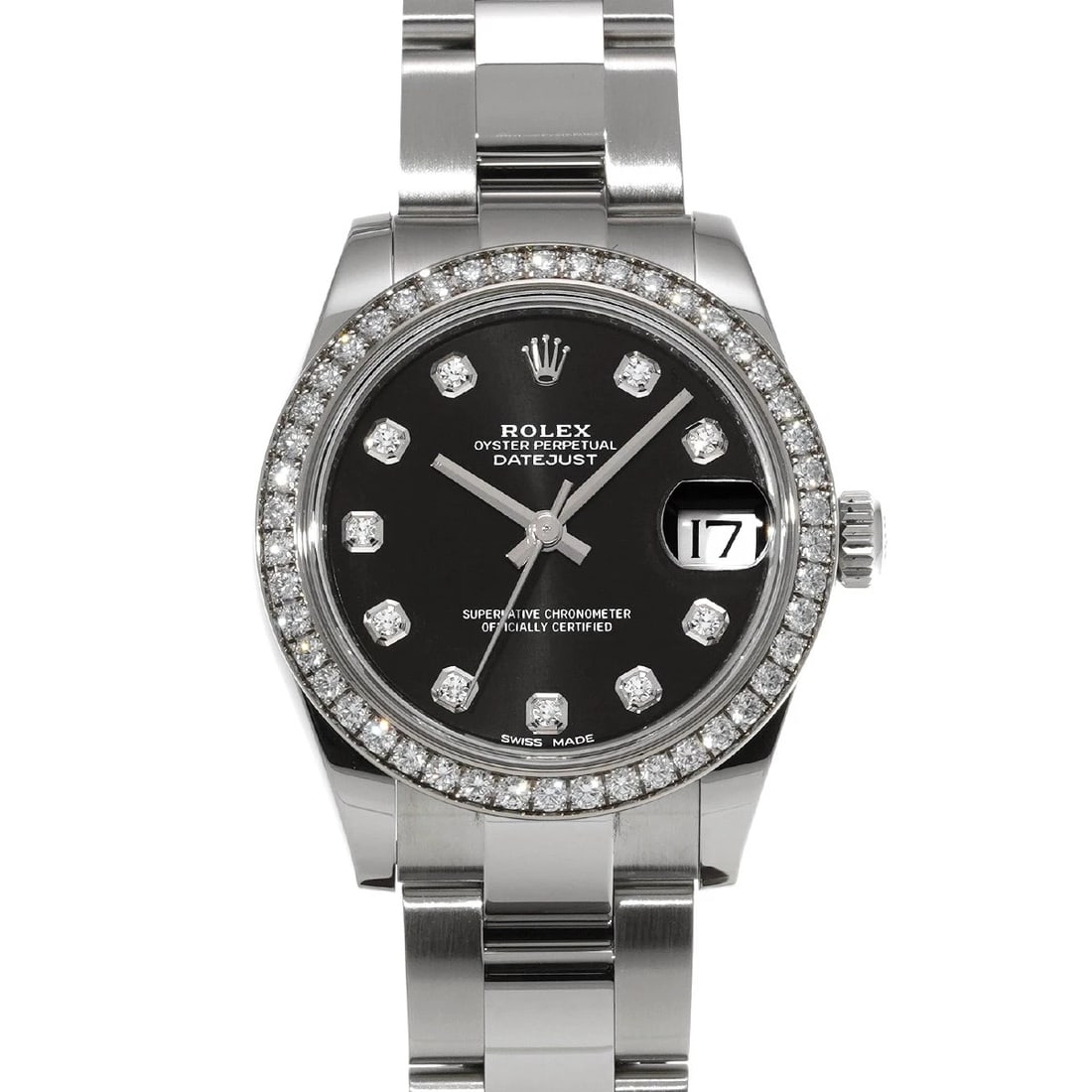 ROLEX DATEJUST BLACK DIAMOND WATCH: ROLEX Datejust black diamond WATCH Brand: ROLEX Type: Wristwatch Material: Band Material Stainless steel, Case Material Stainless steel Color: Dial Color black/diamond Size: ??Case? H/about