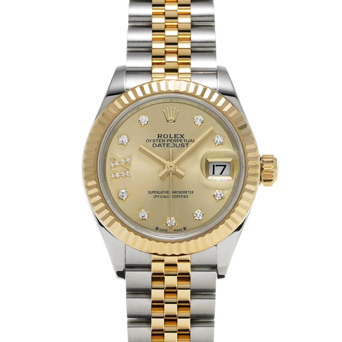 ROLEX DATEJUST CHAMPAGNE DIAMOND WATCH: ROLEX Datejust Champagne diamond WATCH Brand: ROLEX Type: Wristwatch Material: Band Material Stainless steel/Yellow Gold, Case Material Stainless steel Color: Dial Color Champagne/diamond 