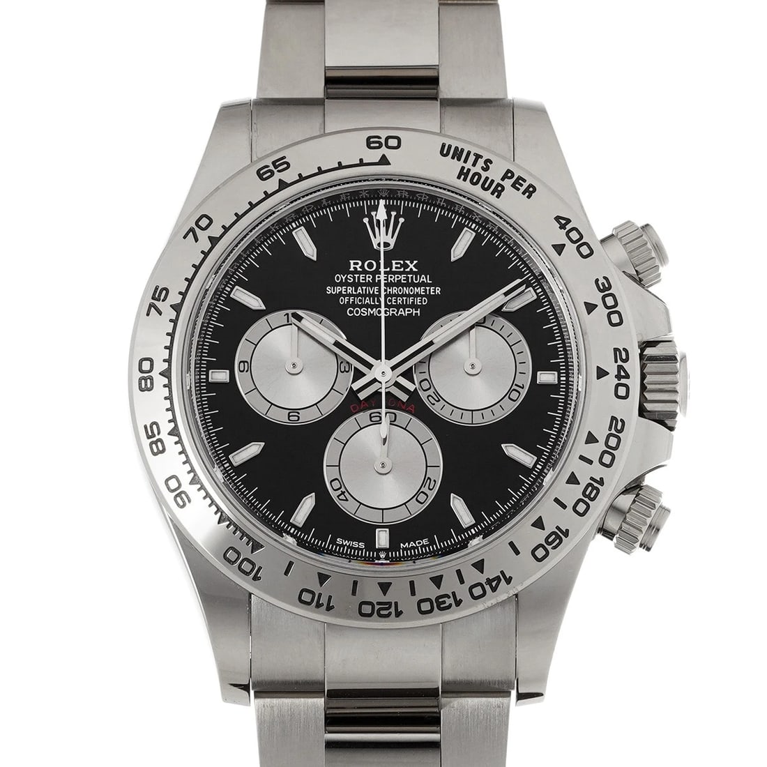 ROLEX COSMOGRAPH DAYTONA STEEL BRIGHT BLACK WATCH: ROLEX Cosmograph Daytona steel Bright black WATCH Brand: ROLEX Type: Wristwatch Material: Band Material White gold, Case Material White gold Color: Dial Color steel/Bright black Size: ??Case?