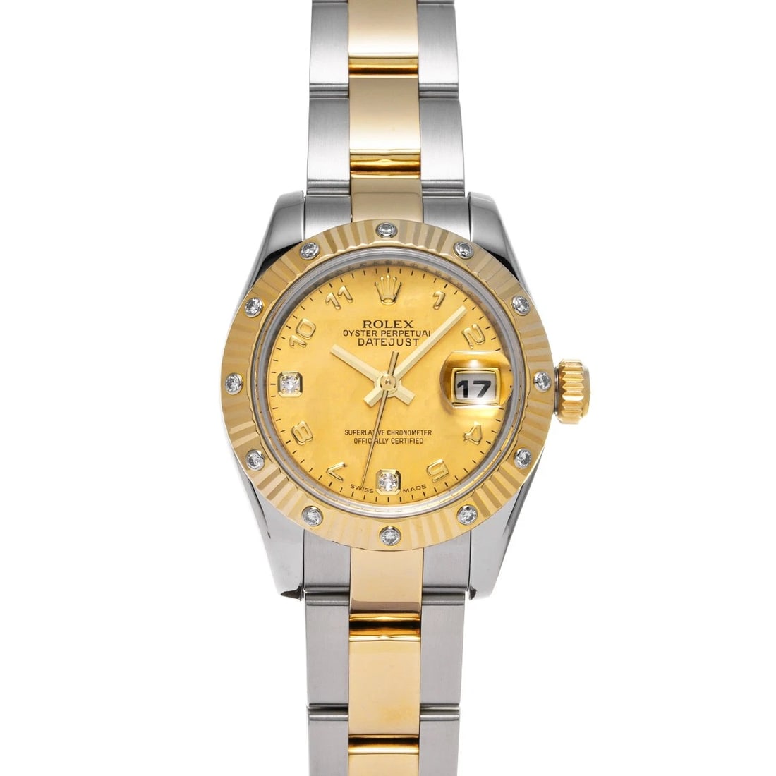 ROLEX DATEJUST YELLOW SHELL DIAMOND WATCH (1 of 4)