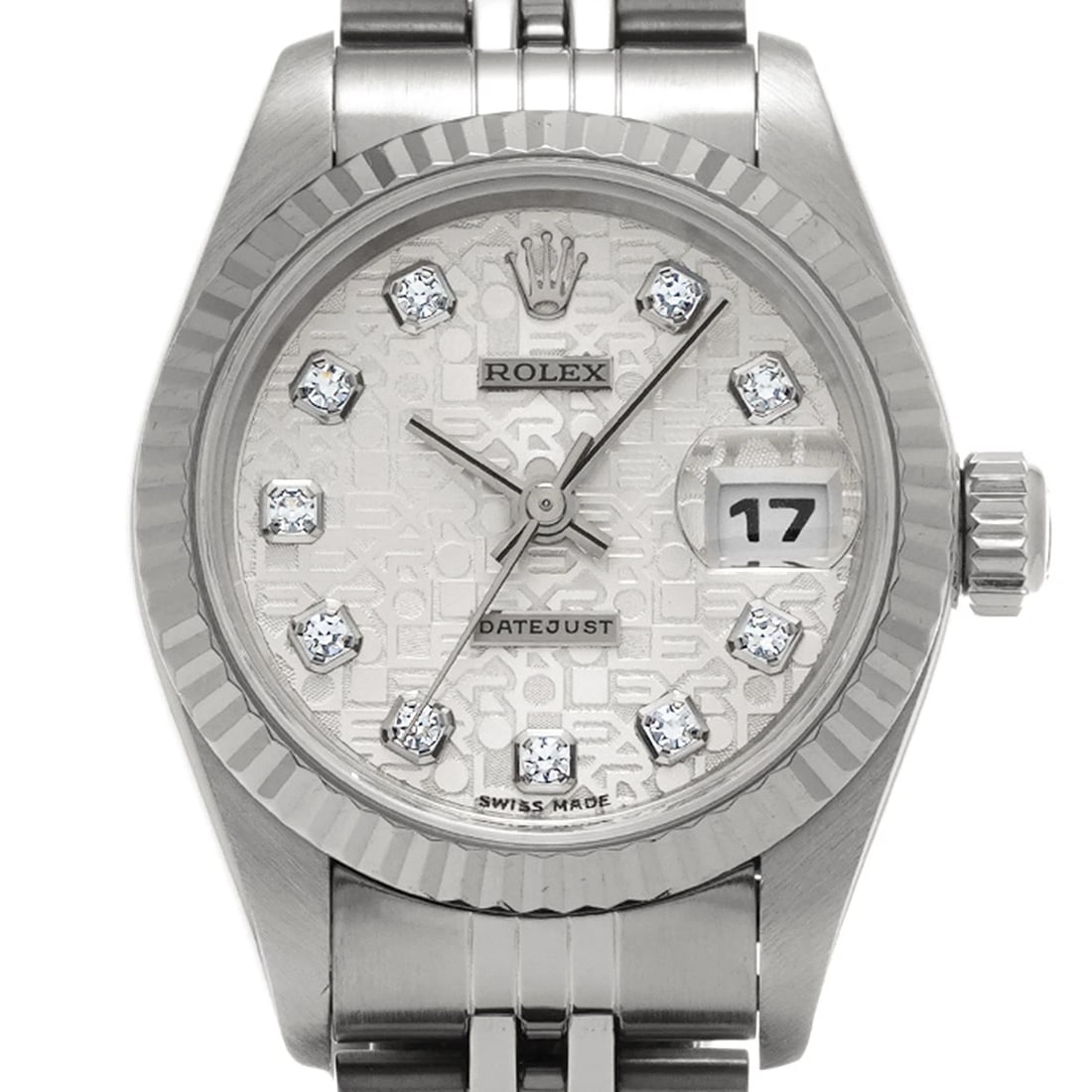 ROLEX DATEJUST SILVER COMPUTER DIAMOND WATCH - 4
