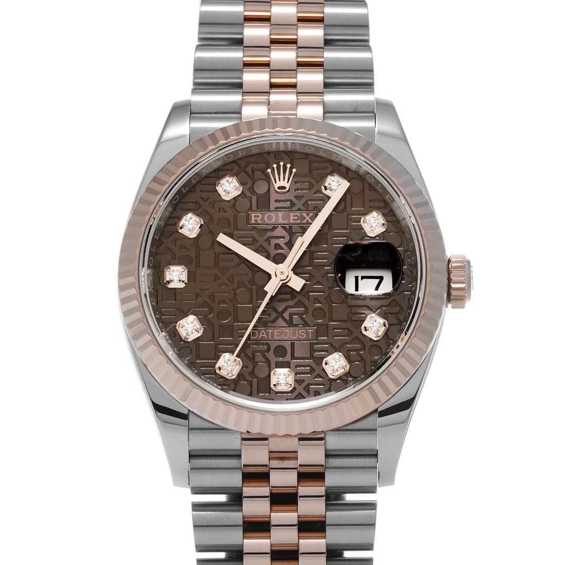 ROLEX DATEJUST CHOCOLATE COMPUTER DIAMOND WATCH: ROLEX Datejust Chocolate Computer diamond WATCH Brand: ROLEX Type: Wristwatch Material: Band Material Stainless steel/Everrose gold, Case Material Stainless steel Color: Dial Color Chocolate