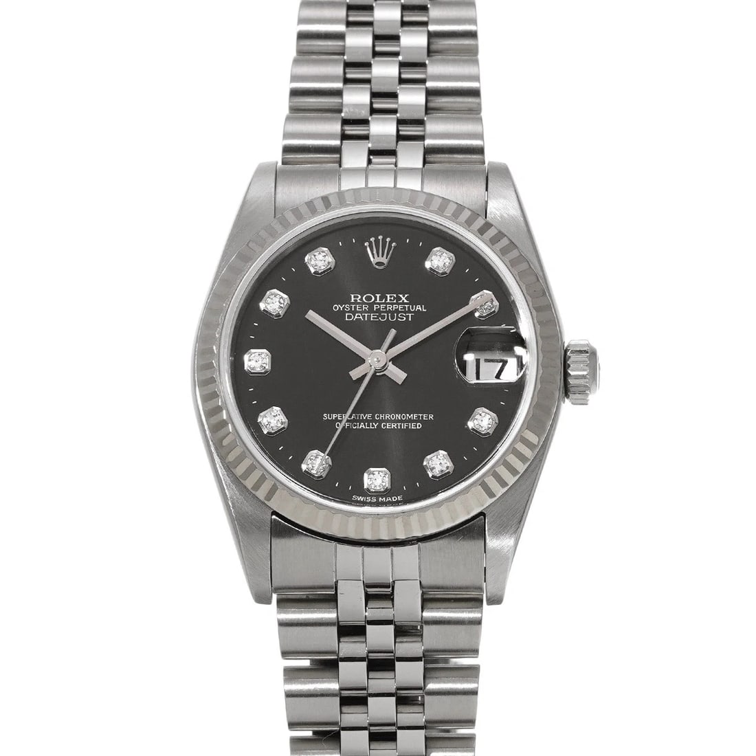 ROLEX DATEJUST BLACK DIAMOND WATCH: ROLEX Datejust black diamond WATCH Brand: ROLEX Type: Wristwatch Material: Band Material Stainless steel, Case Material Stainless steel Color: Dial Color black/diamond Size: ??Case? H/about 31mm W/abo