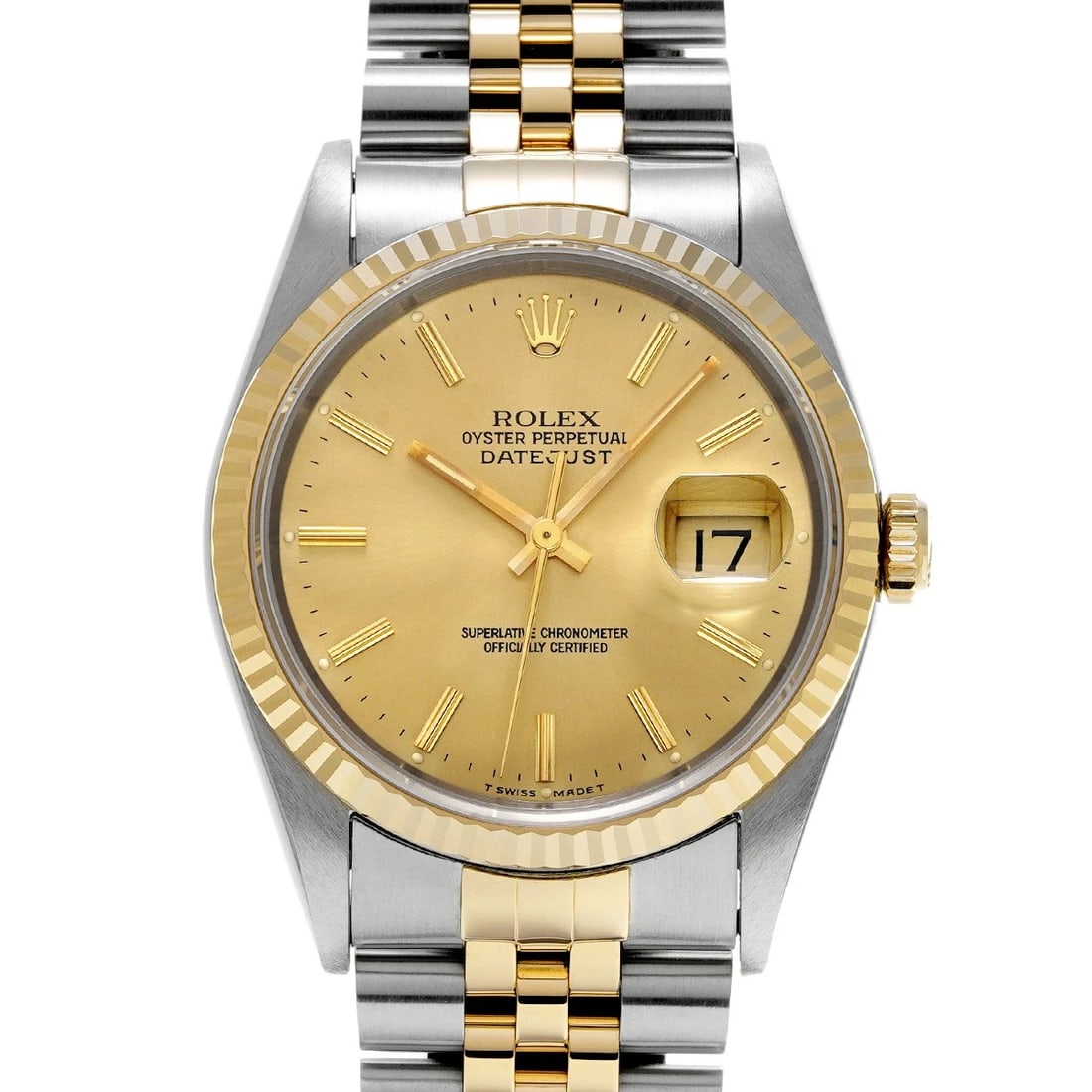 ROLEX DATEJUST CHAMPAGNE WATCH: ROLEX Datejust Champagne WATCH Brand: ROLEX Type: Wristwatch Material: Band Material Stainless steel/Yellow Gold, Case Material Stainless steel Color: Dial Color Champagne Size: ??Case? H/about 36mm W