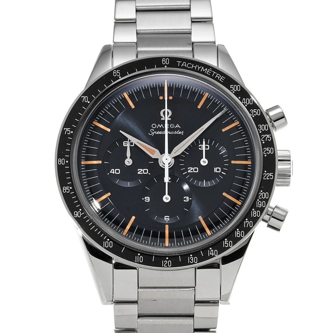 OMEGA SPEEDMASTER CO AXIAL CHRONOMETER: OMEGA Speedmaster Co axial Chronometer Brand: OMEGA Type: Wristwatch Material: Band Material Stainless steel, Case Material Stainless steel Color: Dial Color Gray Blue Size: ??Case? H/about