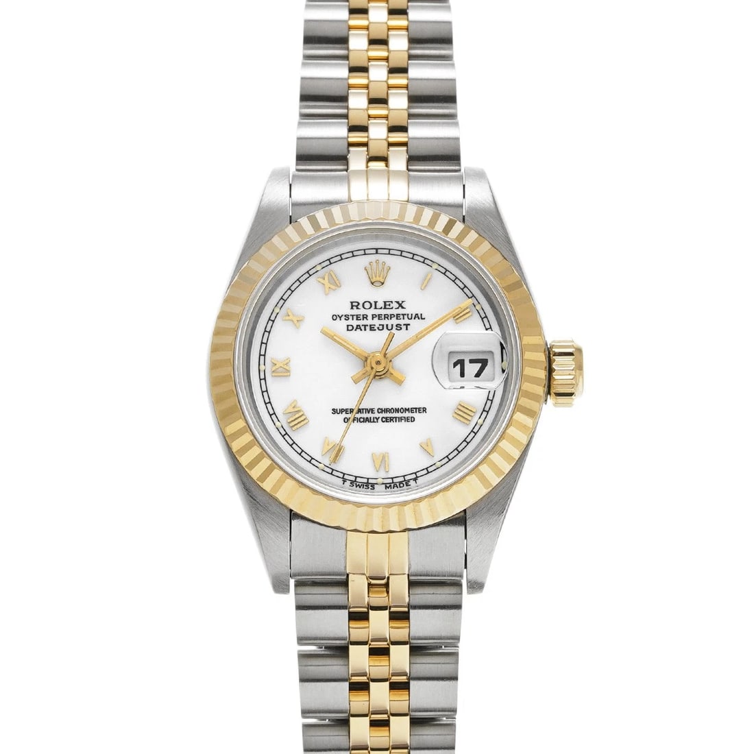 ROLEX DATEJUST WHITE WATCH: ROLEX Datejust white WATCH Brand: ROLEX Type: Wristwatch Material: Band Material Stainless steel/Yellow Gold, Case Material Stainless steel Color: Dial Color white Size: ??Case? H/about 26mm