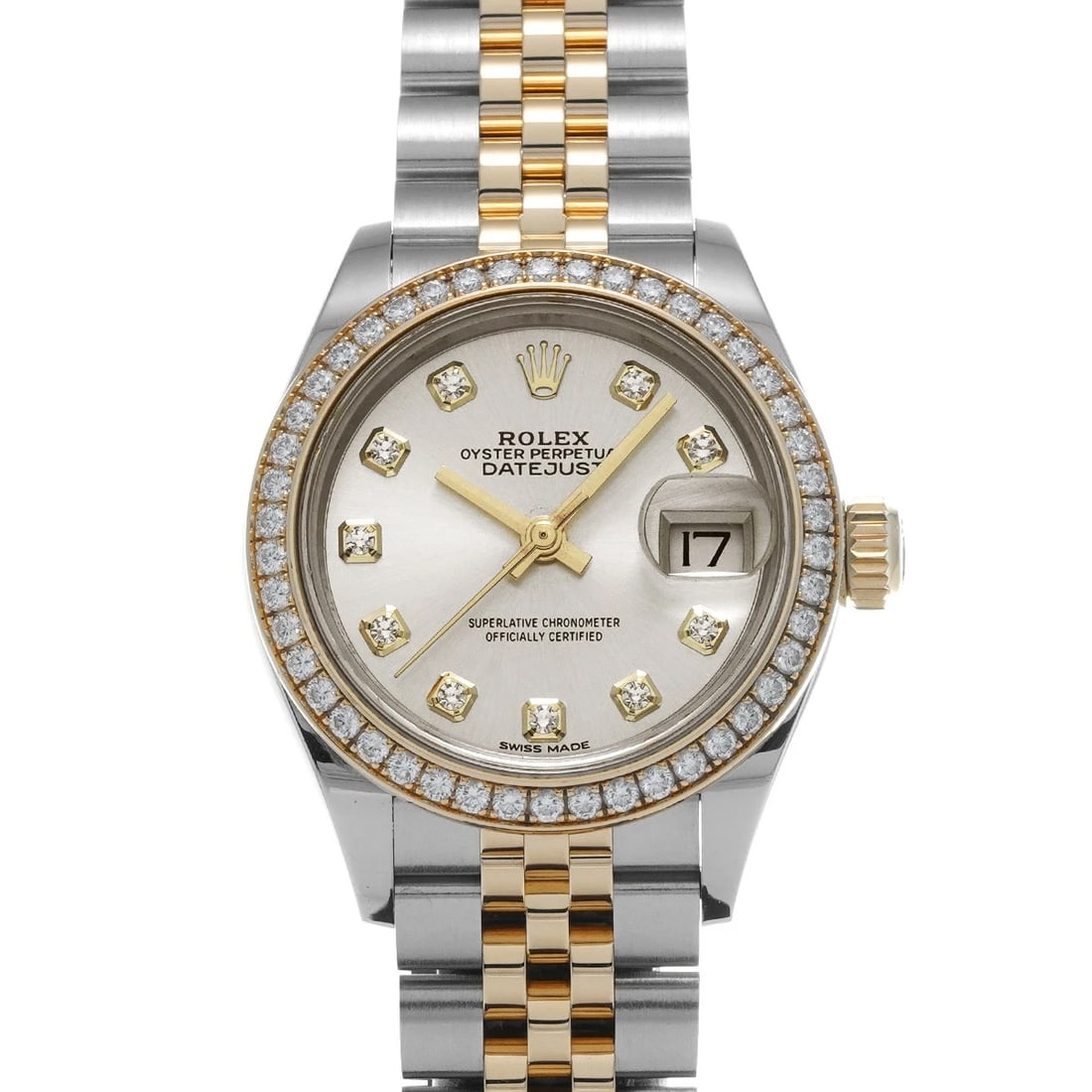 ROLEX DATEJUST SILVER DIAMOND WATCH: ROLEX Datejust Silver diamond WATCH Brand: ROLEX Type: Wristwatch Material: Band Material Stainless steel/Yellow Gold, Case Material Stainless steel Color: Dial Color Silver/diamond Size: ??Case?