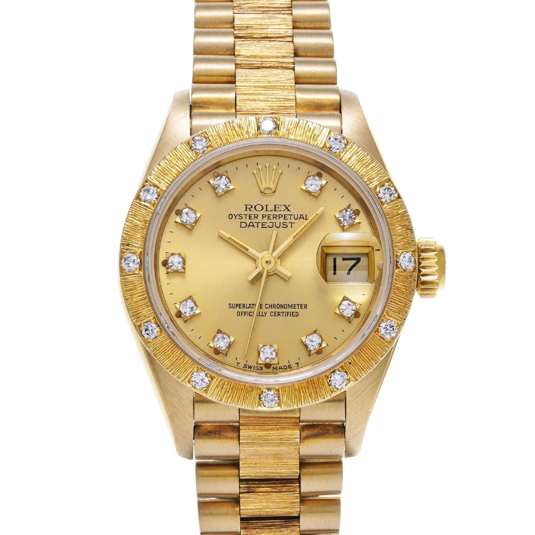 ROLEX DATEJUST CHAMPAGNE DIAMOND WATCH: ROLEX Datejust Champagne diamond WATCH Brand: ROLEX Type: Wristwatch Material: Band Material Yellow Gold, Case Material Yellow Gold Color: Dial Color Champagne Size: ??Case? H/about 26mm W/about 2