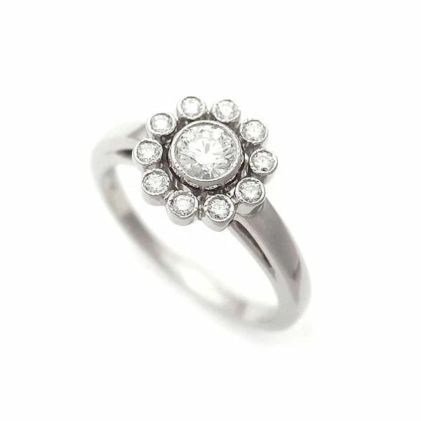 TIFFANY & CO. MILGRAIN SINGLE ROW DIAMOND RING PT950 (1 of 4)