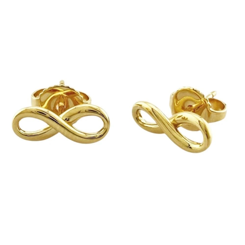 TIFFANY & CO. INFINITY STUD EARRINGS 18K YELLOW GOLD: Tiffany & Co. Infinity Stud Earrings 18K Yellow Gold Brand: Tiffany & Co. Type: Earrings Material: 18K Yellow Gold Color: Yellow Gold Size: Size: Approx. 0.41 inches × 0.18 inches (10.5 mm × 4.5