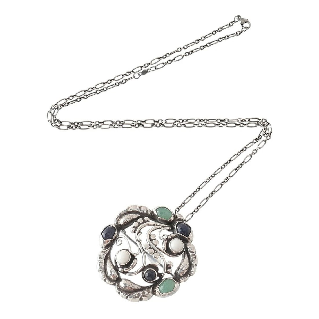 GEORG JENSEN MULTI COLOR STONE NECKLACE BROOCH STERLING SILVER (1 of 3)