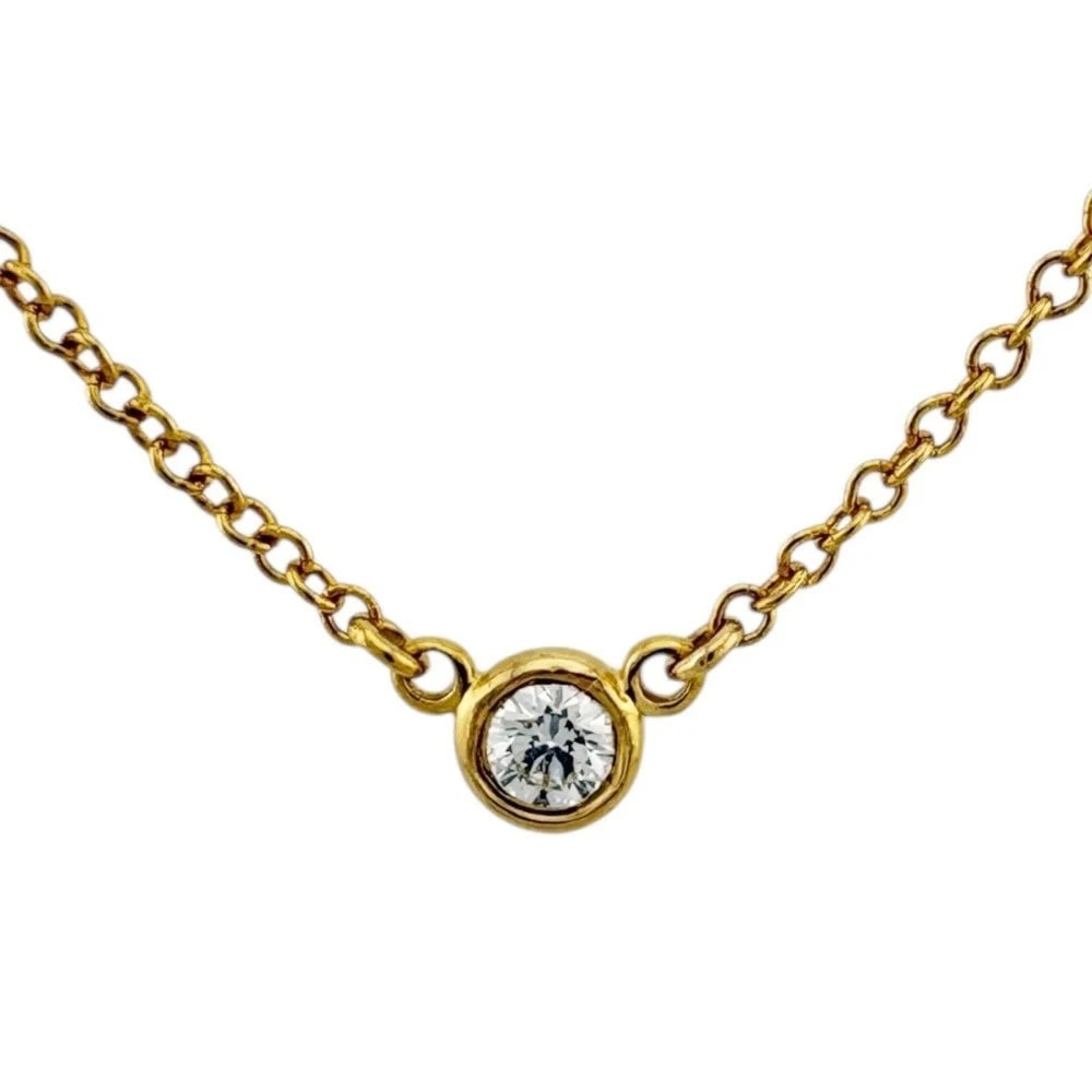 TIFFANY & CO. DIAMOND NECKLACE K18 YELLOW GOLD: Tiffany & Co. Diamond Necklace K18 Yellow Gold Brand: Tiffany & Co. Type: Necklace Material: K18 Yellow Gold (750) Main Stone/Creation Natural Color: Yellow Gold Size: Necklace Length: Approx.