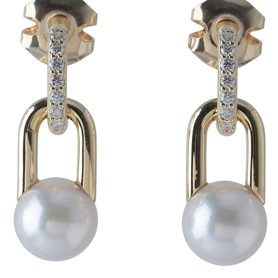 TASAKI FINE LINK AKOYA PEARL DIAMOND EARRINGS K18 YELLOW GOLD: TASAKI Fine Link Akoya Pearl Diamond Earrings K18 Yellow Gold Brand: TASAKI Type: Earrings Material: 18K Yellow Gold (750) Main Stone/Creation Akoya Pearl Color: Yellow Gold Size: Pearl Size: