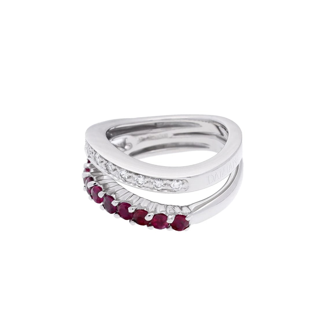 DAMIANI RING DIAMOND/RUBY WAVE DESIGN RING - 4