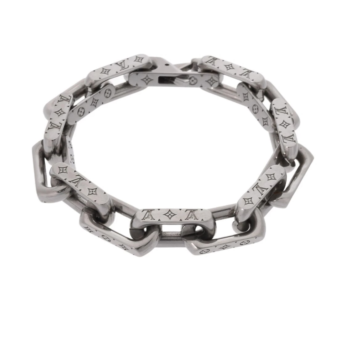 LOUIS VUITTON BRACELET METAL CHAIN MONOGRAM: LOUIS VUITTON Bracelet metal Chain monogram Brand: LOUIS VUITTON Type: Bracelet Material: metal Color: Gold Size: Breath width:about 10mmSize(Inch) Breath width:about 3.9inch Accessories: