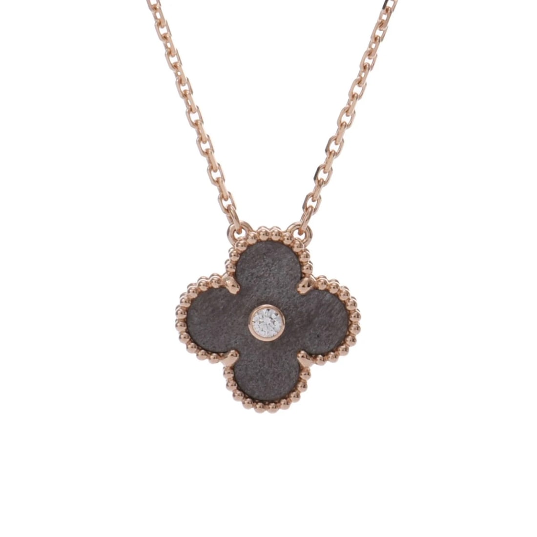 VAN CLEEF & ARPELS NECKLACE OBSIDIAN/DIAMOND: Van Cleef & Arpels Necklace Obsidian/diamond Brand: Van Cleef & Arpels Type: Necklace Material: 18K pink gold PG Main Stone/Creation Silver Obsidian Color: Pink Gold Size: Top H/about 15mm