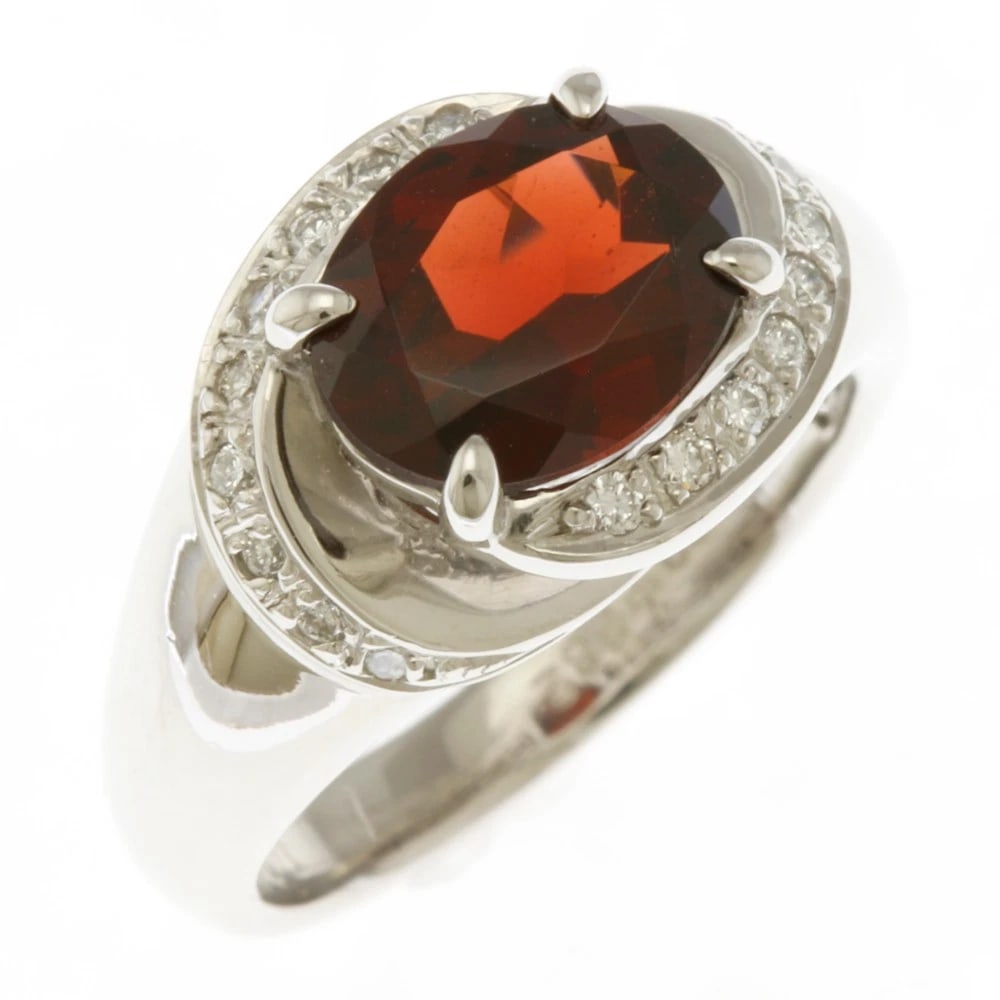 RING PT900PLATINUM GARNET DIAMOND (1 of 3)