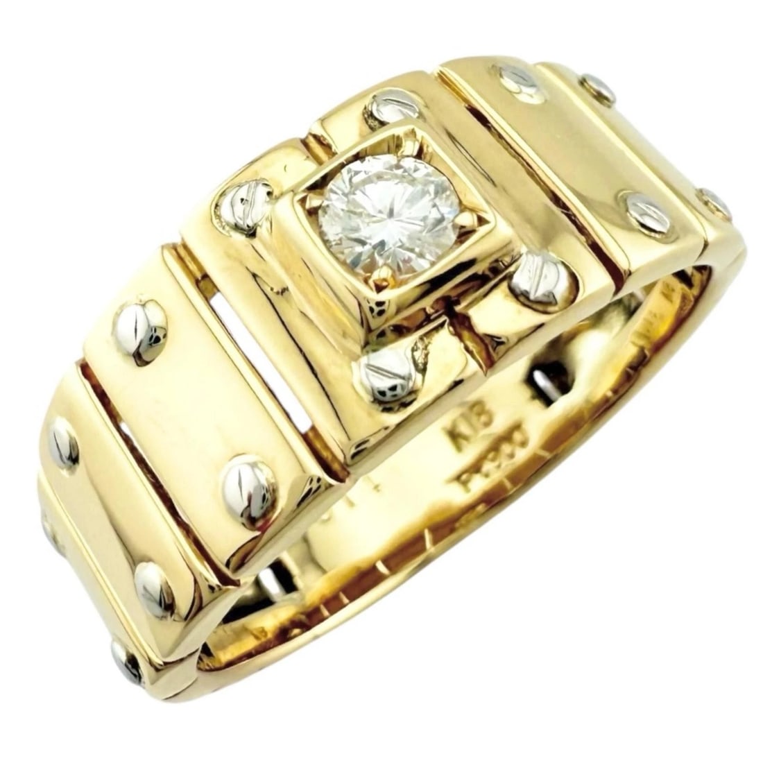 RING K18 YELLOW GOLD PT900PLATINUM DIAMOND: Ring K18 yellow gold Pt900Platinum diamond Brand: Unbranded Type: Ring Material: K18 yellow gold Color: gold Size: US 8 Accessories: None Accessories Notice: When purchasing pre-owned good
