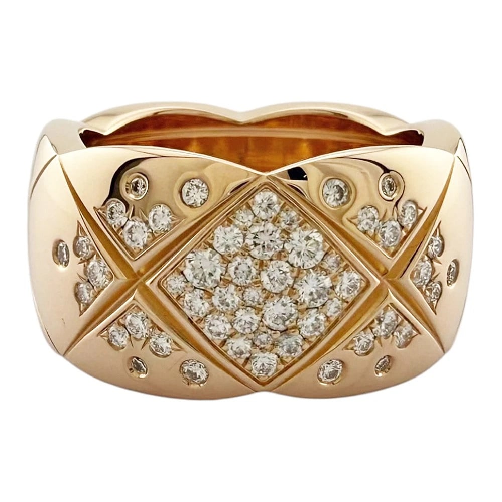 CHANEL RING K18 PINK GOLD DIAMOND: CHANEL Ring K18 Pink Gold diamond Brand: CHANEL Type: Ring Material: K18 Pink Gold Color: Pink gold Size: US 6 3/8 Accessories: None Accessories Notice: When purchasing pre-owned goods, pl