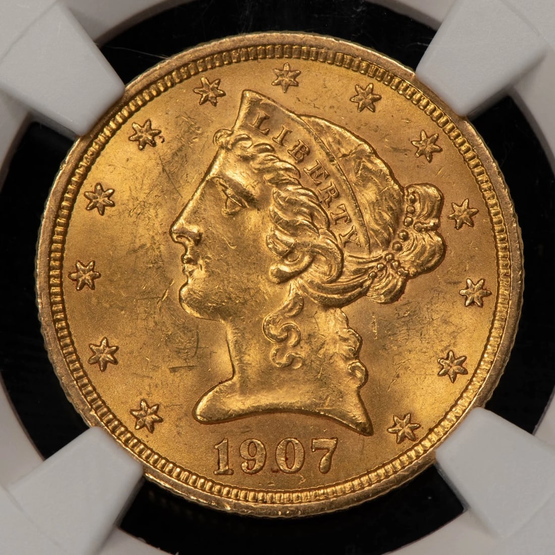 1907 G$5 LIBERTY HEAD GOLD HALF EAGLE: 1907 G$5 Liberty Head Gold Half Eagle Brand/Mint: U.S. Mint Year: 1907 Fineness: 0.9 Country of Origin: United States Accessories: None Accessories Notice: When purchasing pre-owned goods,