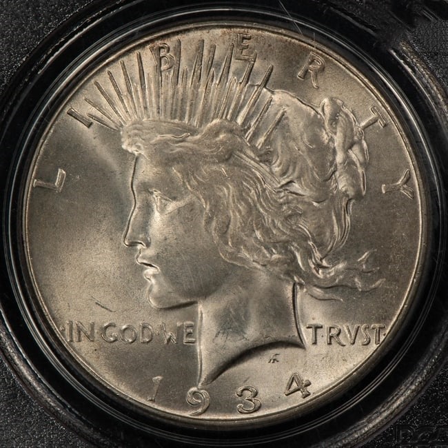1934-S $1 SILVER PEACE DOLLAR - PQ KEY DATE NICE STRIKE (1 of 2)