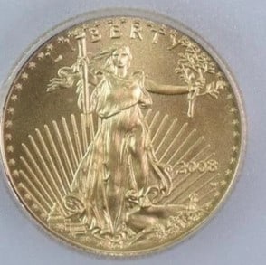 2008-W $5 BURNISHED GOLD EAGLE (1 of 2)