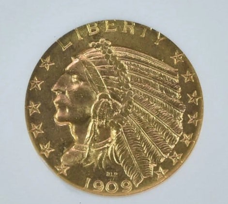 1909-D $5 INDIAN HEAD GOLD HALF EAGLE (1 of 2)