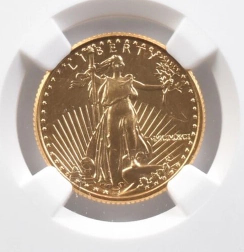 1991 $10 AMERICAN GOLD EAGLE: 1991 $10 American Gold Eagle Brand/Mint: None Year: 1991 Fineness: None Denomination: $10 Country of Origin: United States Accessories: None Accessories Notice: When purchasing pre-owned g