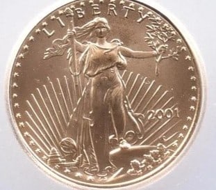 2001 $5 AMERICAN GOLD EAGLE MINT ERROR STRUCK (1 of 2)