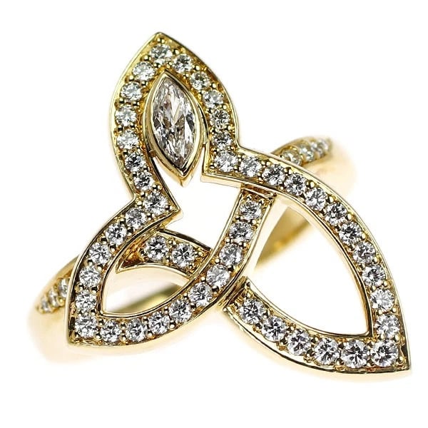HARRY WINSTON K18YG DIAMOND RING: Harry Winston K18YG Diamond Ring Brand: Harry Winston Type: ring Material: K18YG Main Stone/Creation Natural Color: YG Size: 4.75 - 5 US Accessories: None Accessories Notice: When purchasing