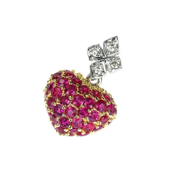 KASAHARA MASUMI K18YG/WG RUBY DIAMOND PENDANT TOP (1 of 2)
