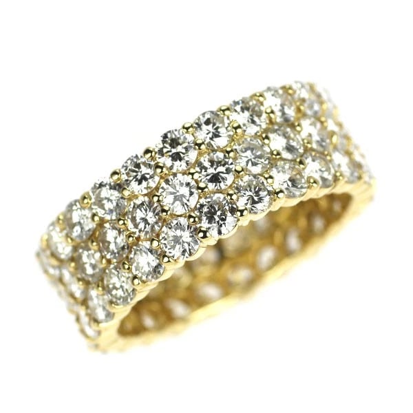 K18YG FULL ETERNITY DIAMOND RING: K18YG full eternity diamond ring Brand: None Type: ring Material: K18YG Color: YG Size: 5.5 - 5.75 US Accessories: None Accessories Notice: When purchasing pre-owned goods, please refer to