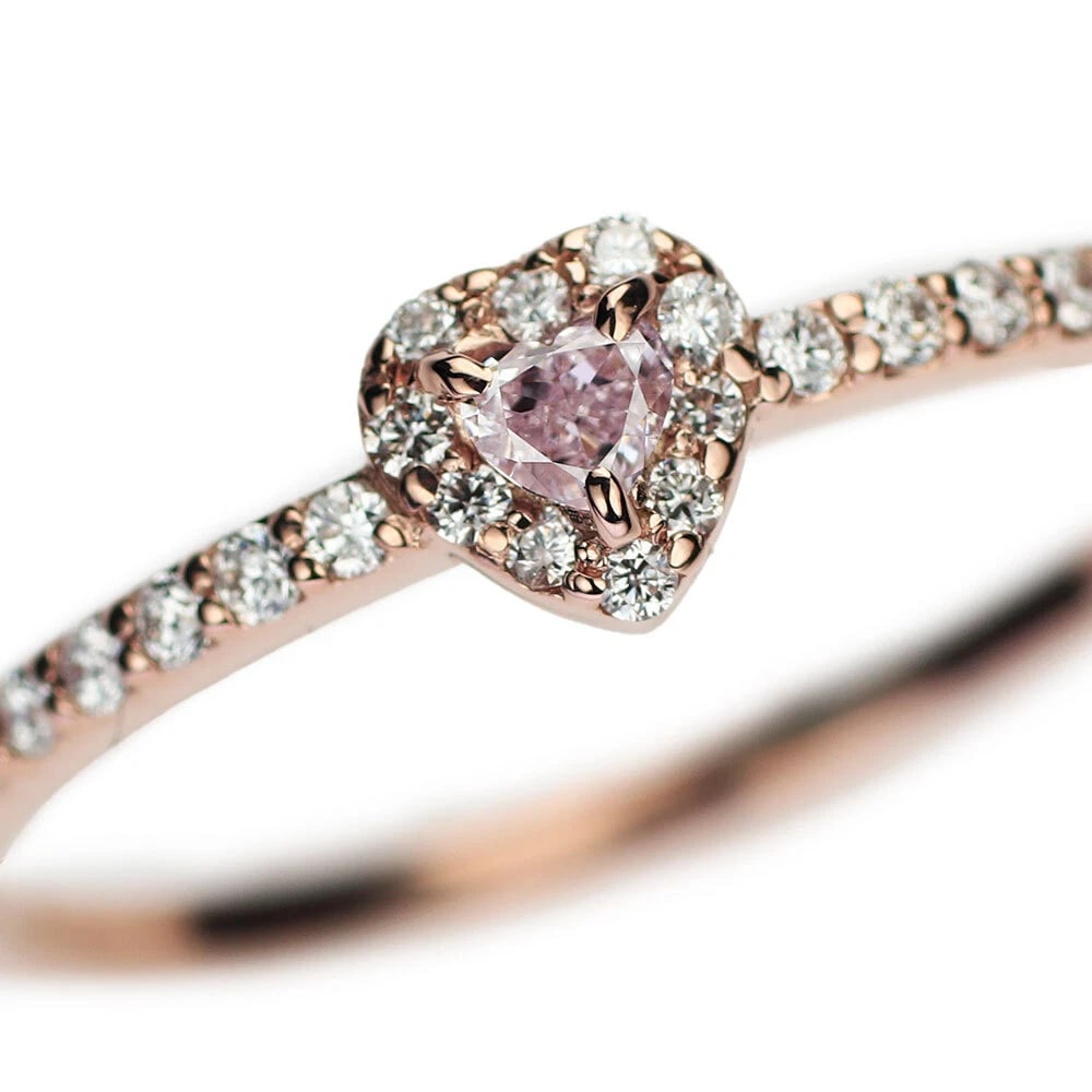 K18PG HEART SHAPE NATURAL PINK DIAMOND RING (1 of 3)