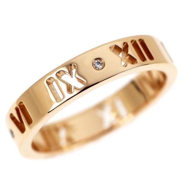 TIFFANY K18PG DIAMOND RING PIERCED: Tiffany K18PG diamond ring Pierced Brand: Tiffany Type: ring Material: K18PG Main Stone/Creation Natural Color: PG Size: 4 US Accessories: None Accessories Notice: When purchasing pre-owne