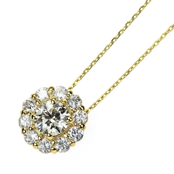 K18YG DIAMOND PENDANT NECKLACE: K18YG Diamond Pendant Necklace Brand: None Type: pendant necklace Material: K18YG Main Stone/Creation Natural Color: Yellow gold Size: NecklaceChain Length: 40cm Accessories: None Accessories