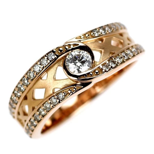 K18PG DIAMOND RING: K18PG diamond ring Brand: None Type: ring Material: K18PG Color: PG Size: 5.25 US Accessories: None Accessories Notice: When purchasing pre-owned goods, please refer to the photos of the i