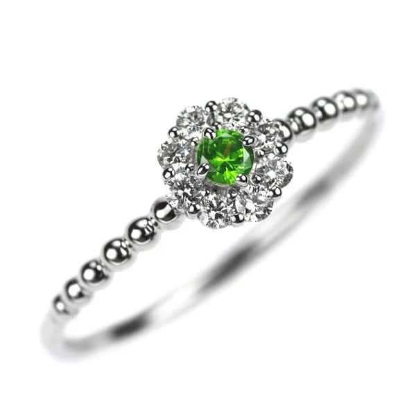 RARE PT950 DEMANTOID GARNET DIAMOND RING: Rare Pt950 Demantoid Garnet Diamond Ring Brand: None Type: ring Material: PT950 Main Stone/Creation demantoid garnet Side Stone Natural Color: Silver Size: 6 US Accessories: None Accessories