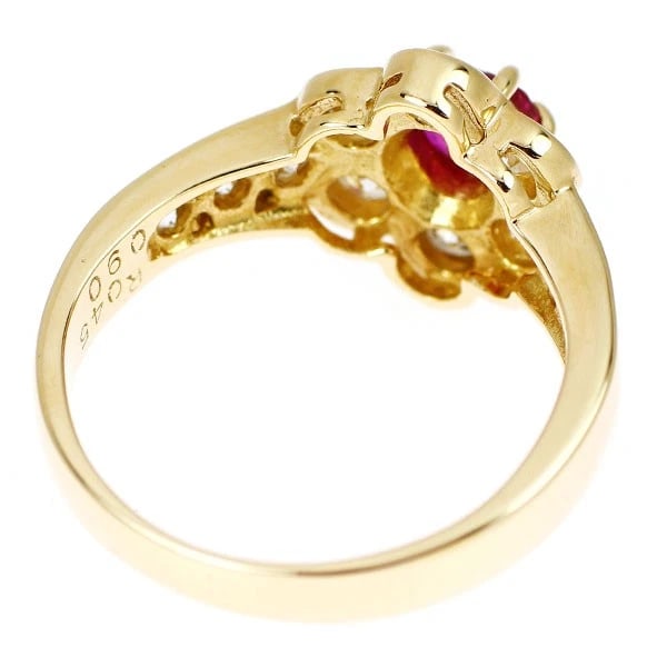 K18YG HEART SHAPE RUBY DIAMOND RING - 2