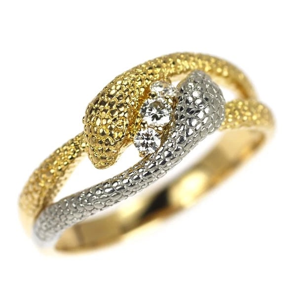 K18YG/PT900 DIAMOND RING SNAKE (1 of 2)