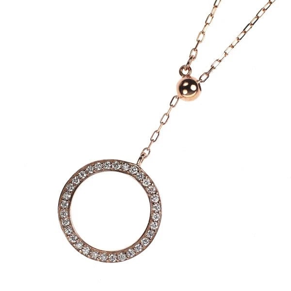 K18PG REVERSIBLE DIAMOND PENDANT NECKLACE: K18PG reversible diamond pendant necklace Brand: None Type: pendant necklace Material: K18PG Main Stone/Creation Natural Color: PG Size: Necklace: Chain Length?74cm Accessories: None