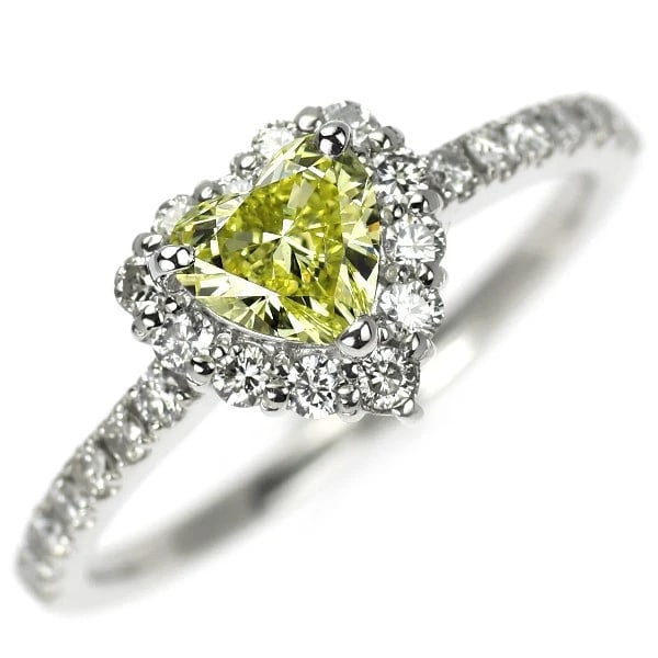 PT900 HEART SHAPE NATURAL YELLOW DIAMOND RING (1 of 2)