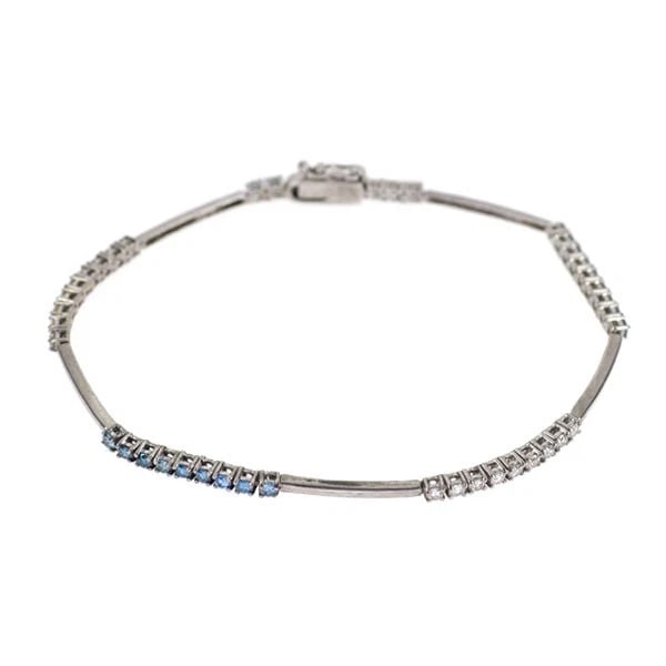 BLACK PLATED/ K18WG TREAT BLUE DIAMOND BRACELET: black plated/ K18WG treat blue diamond bracelet Brand: None Type: bracelets Material: black plated/ K18WG Main Stone/Creation Natural Color: WG Size: Necklace: Chain Length17cm Accessories: