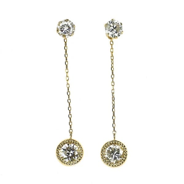 K18YG DIAMOND EARRING: K18YG diamond earring Brand: None Type: piercing Material: K18YG Main Stone/Creation Natural Color: YG Size: Length/Width/Diameter31.1 Accessories: None Accessories Notice: When purchasing