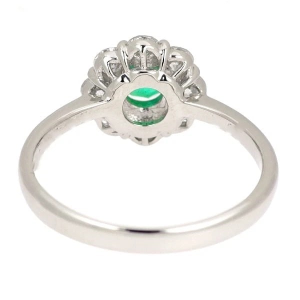 PT900 EMERALD DIAMOND RING - 2