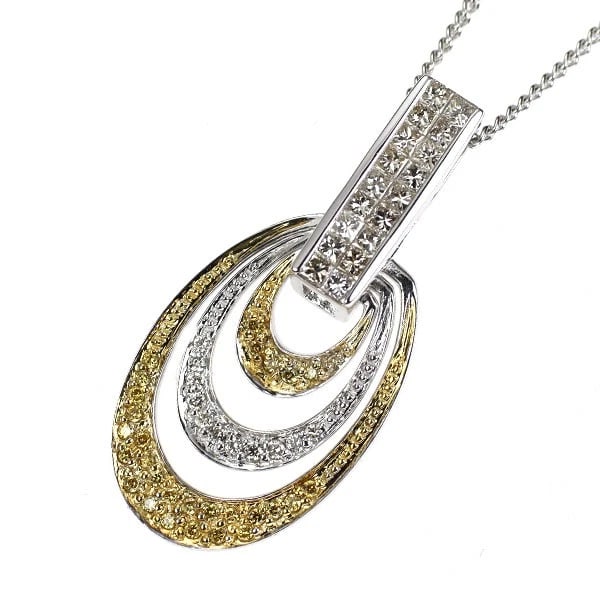 K18WG/ YG DIAMOND PENDANT NECKLACE: K18WG/ YG Diamond Pendant Necklace Brand: None Type: pendant necklace Material: K18WG/ YG Main Stone/Creation Natural Color: WG\YG Size: Length/Width/Diameter31.4 Accessories: None Accesso