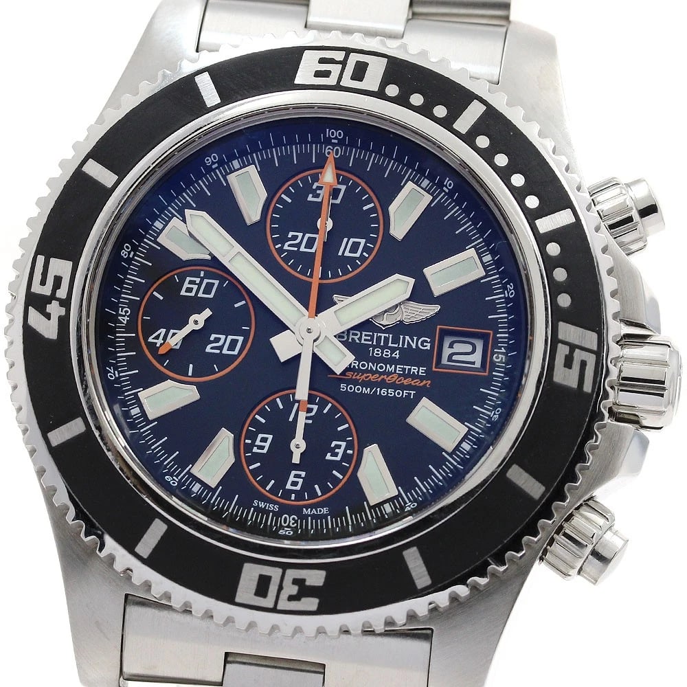 BREITLING SUPER OCEAN CHRONOGRAPH BLACK DIAL AUTOMATIC WATCH (1 of 3)