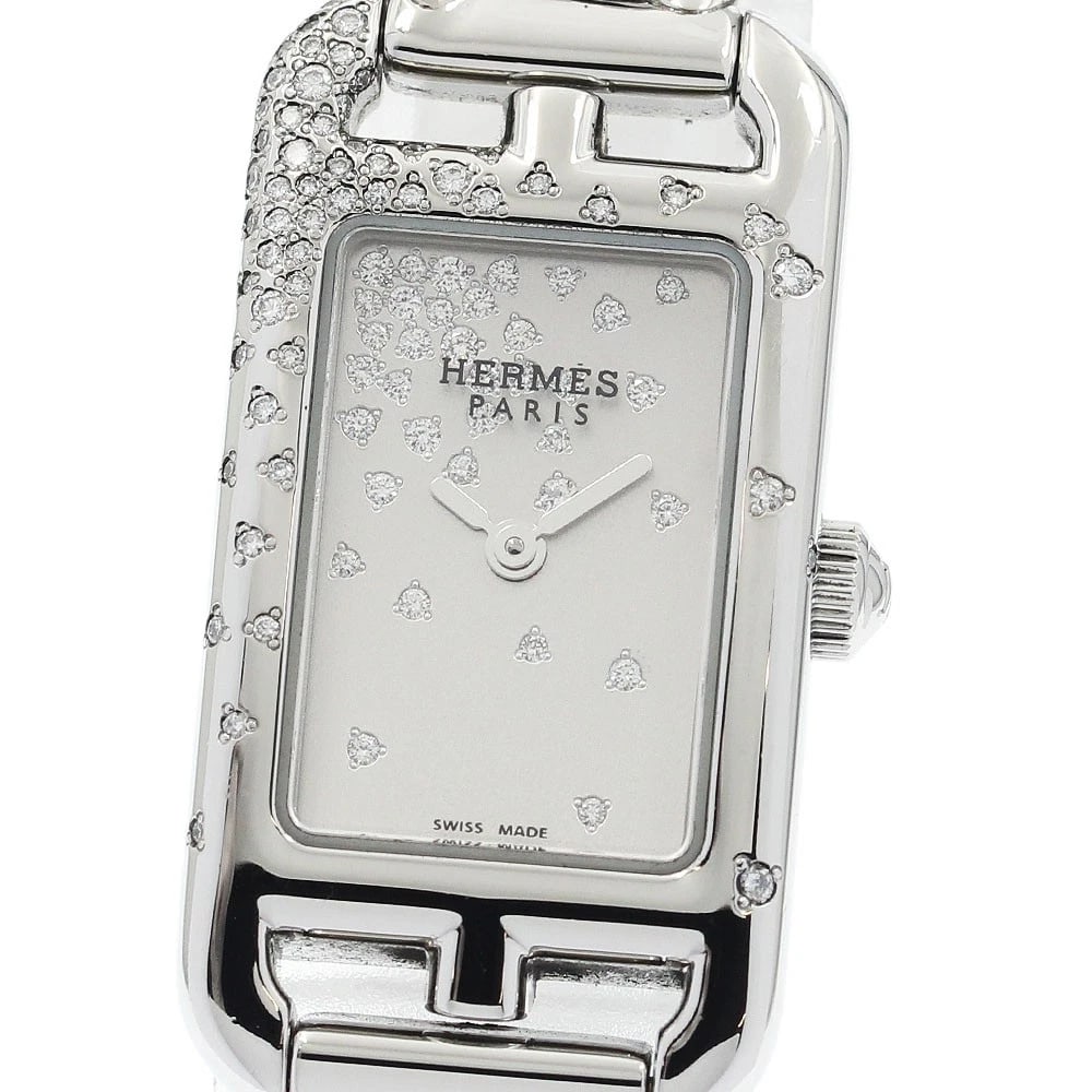 HERMES NANTUCKET MINI JUTE DE SILVER DIAL QUARTZ LADIES (1 of 5)